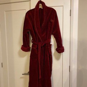 Terry Bathrobe, Deep Red Colour, 100% Cotton, One Size